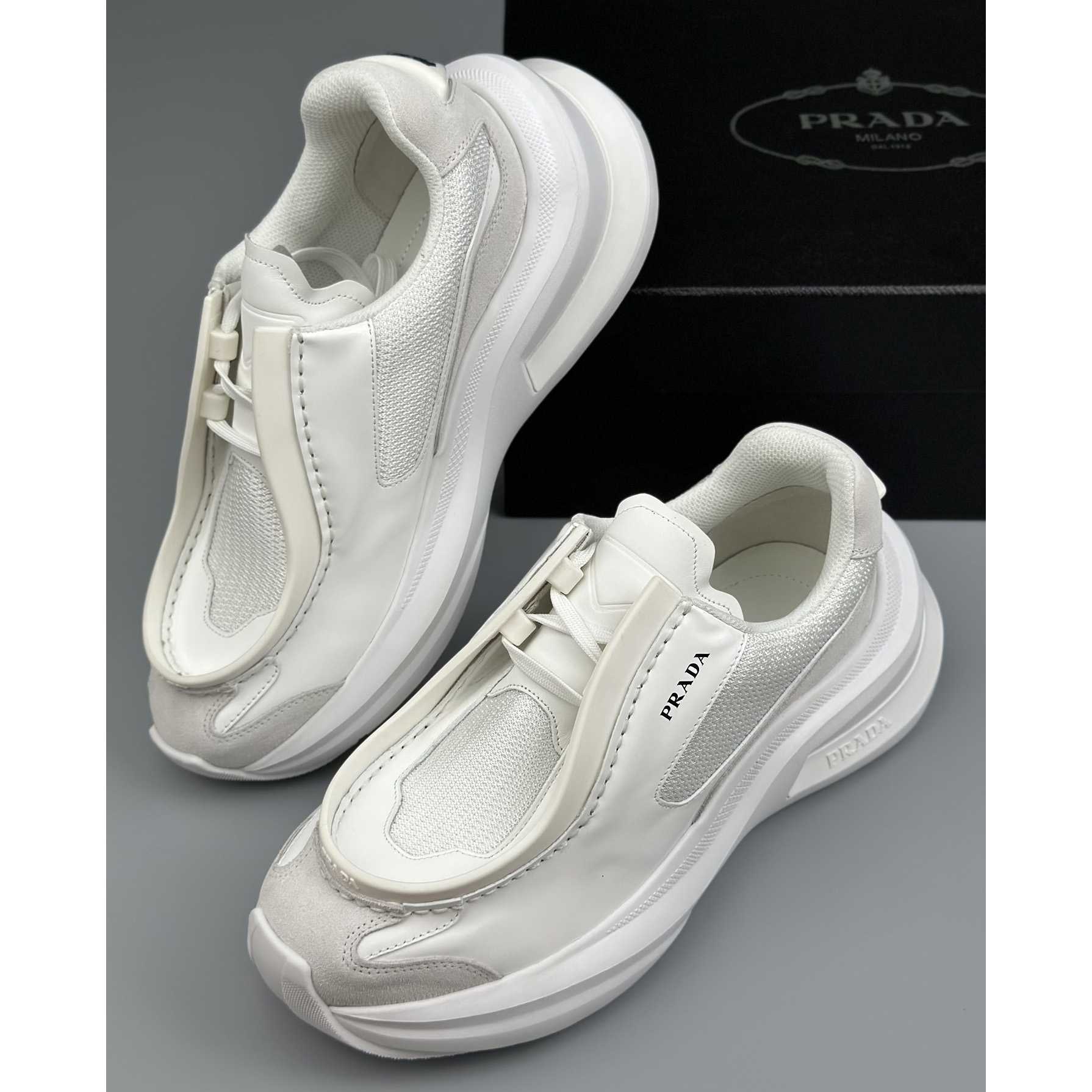 Prada Systeme Brushed Leather Sneakers With Bike Fabric And Suede Elements - PerfectKickZ