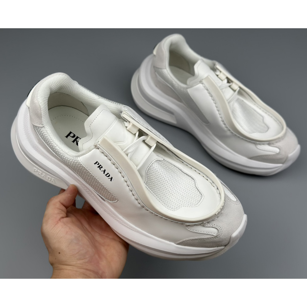 Prada Systeme Brushed Leather Sneakers With Bike Fabric And Suede Elements - PerfectKickZ
