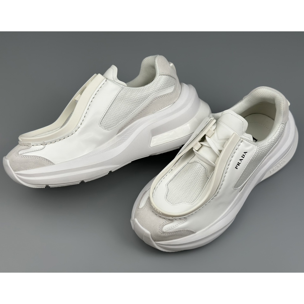 Prada Systeme Brushed Leather Sneakers With Bike Fabric And Suede Elements - PerfectKickZ