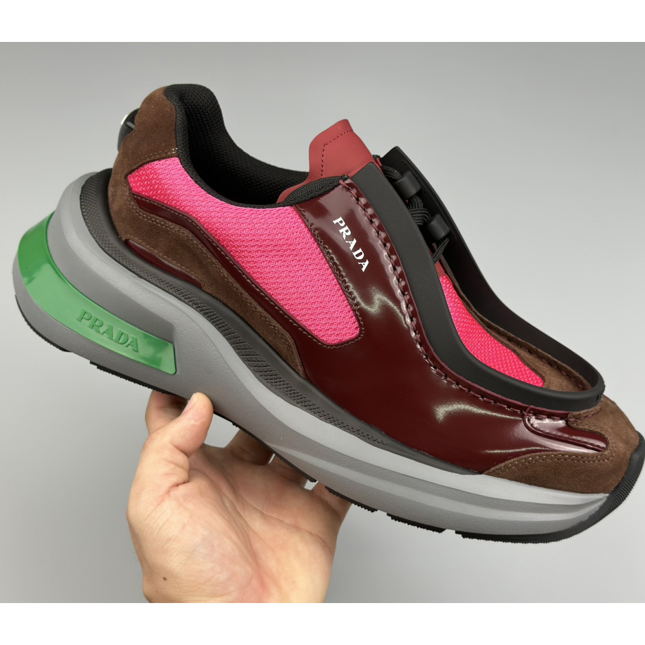 Prada Systeme Brushed Leather Sneakers With Bike Fabric And Suede  - PerfectKickZ