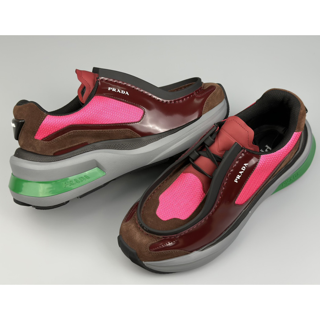 Prada Systeme Brushed Leather Sneakers With Bike Fabric And Suede  - PerfectKickZ