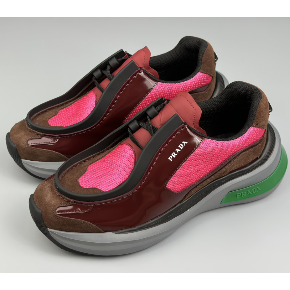 Prada Systeme Brushed Leather Sneakers With Bike Fabric And Suede  - PerfectKickZ