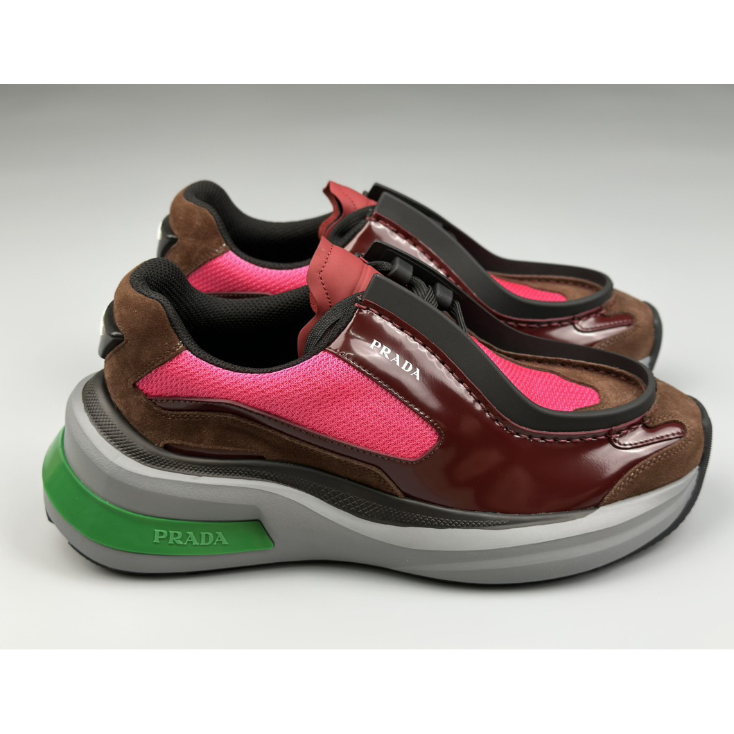 Prada Systeme Brushed Leather Sneakers With Bike Fabric And Suede  - PerfectKickZ