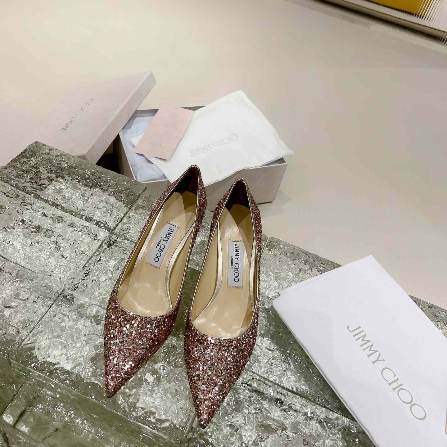 Jimmy Choo Love 65mm Glitter-detail Pumps - PerfectKickZ