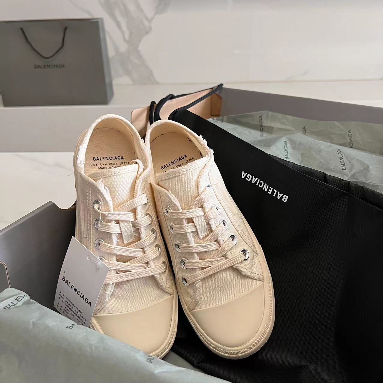 Balenciaga Paris Low Top Sneaker In White  - PerfectKickZ