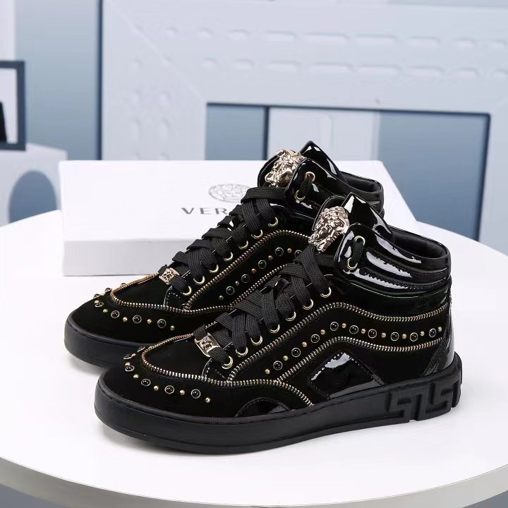 Versace High-top Shoes In Black  (50% Off Sale)   xz701 - PerfectKickZ