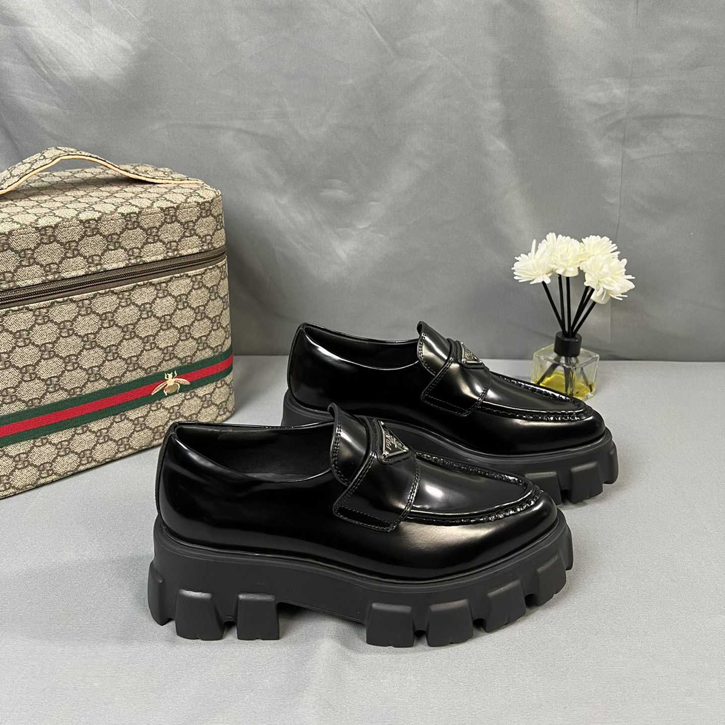 Prada Monolith 55mm Pointy Loafer - PerfectKickZ