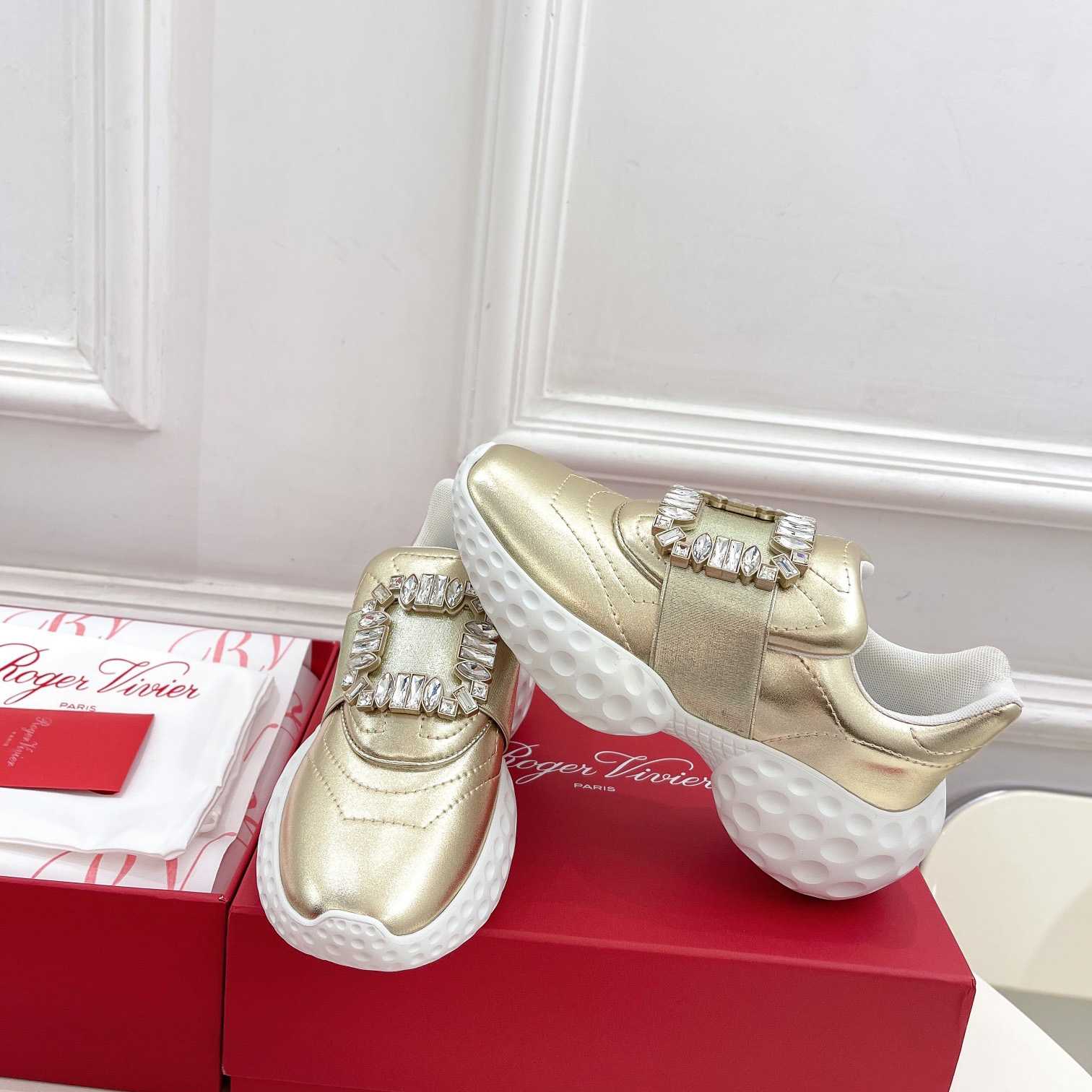 Roger Vivier Viv' Run Light Strass Buckle Sneakers In Fabrics - PerfectKickZ
