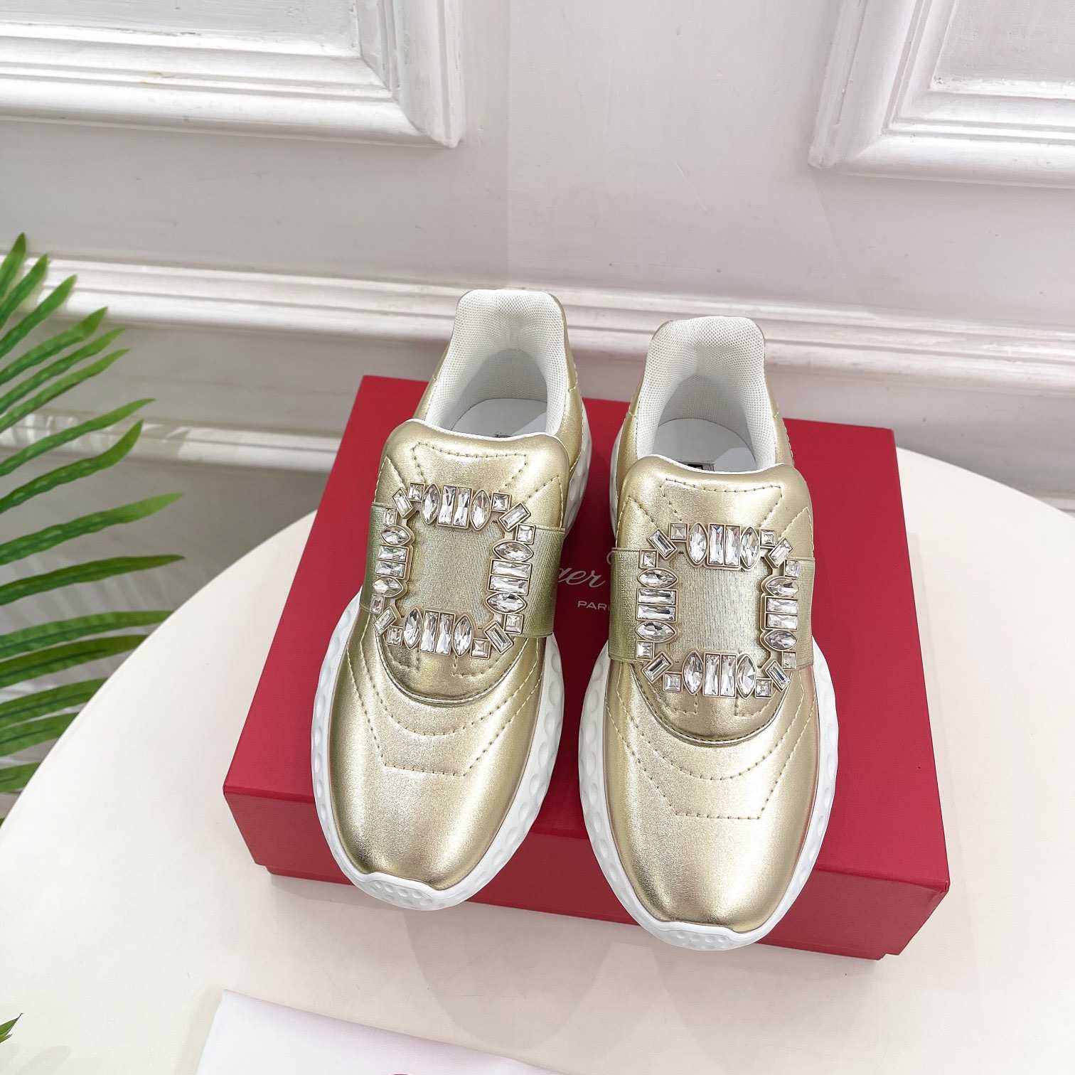Roger Vivier Viv' Run Light Strass Buckle Sneakers In Fabrics - PerfectKickZ