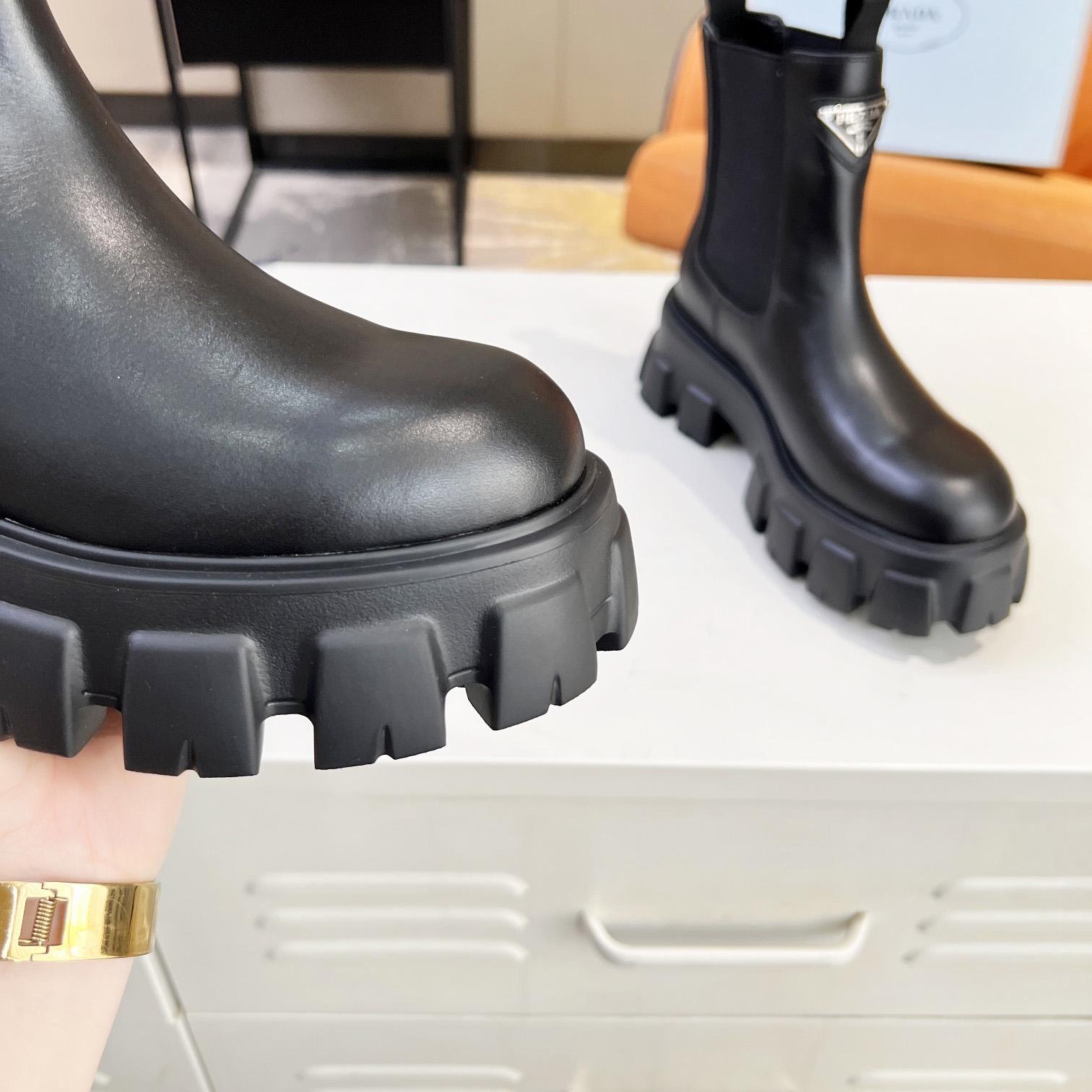 Prada Monolith Brushed Leather Booties - PerfectKickZ