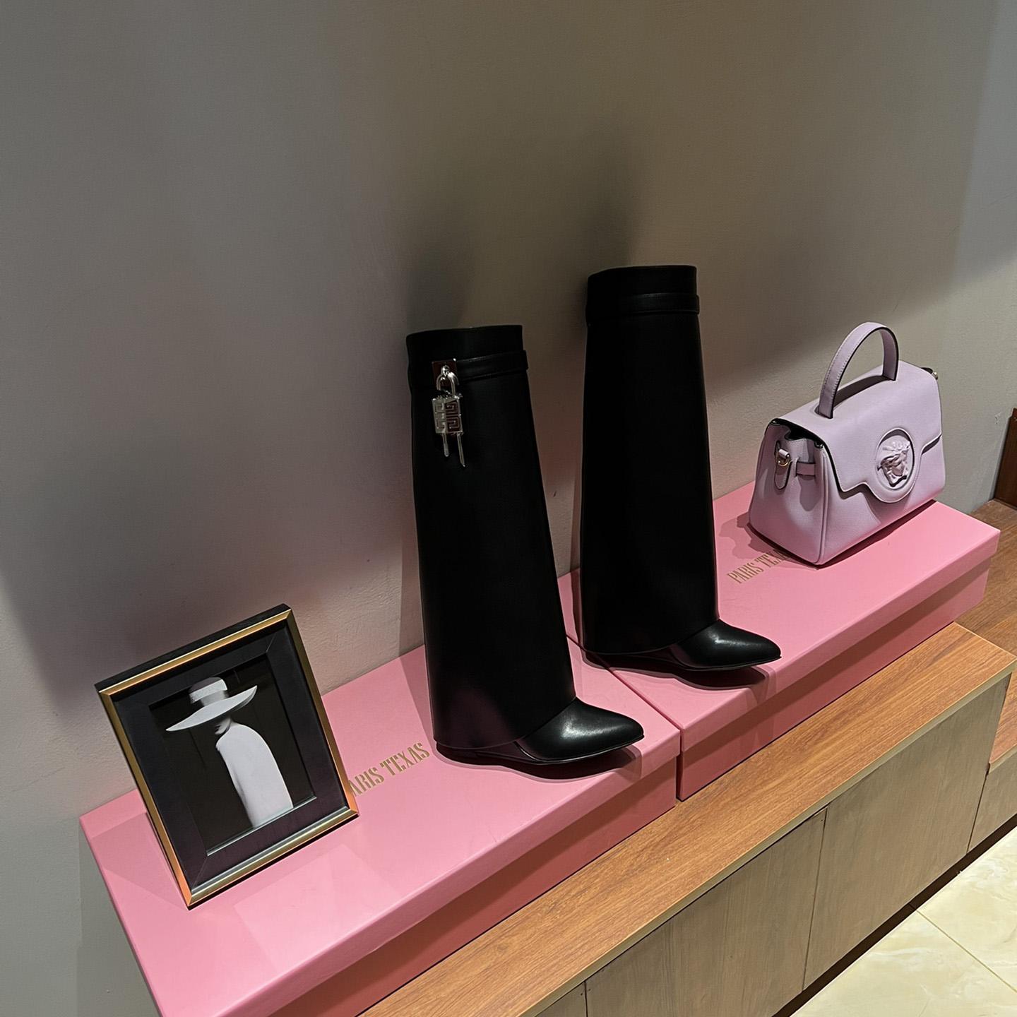 Givenchy Shark Lock Leather Knee-high Boots - PerfectKickZ