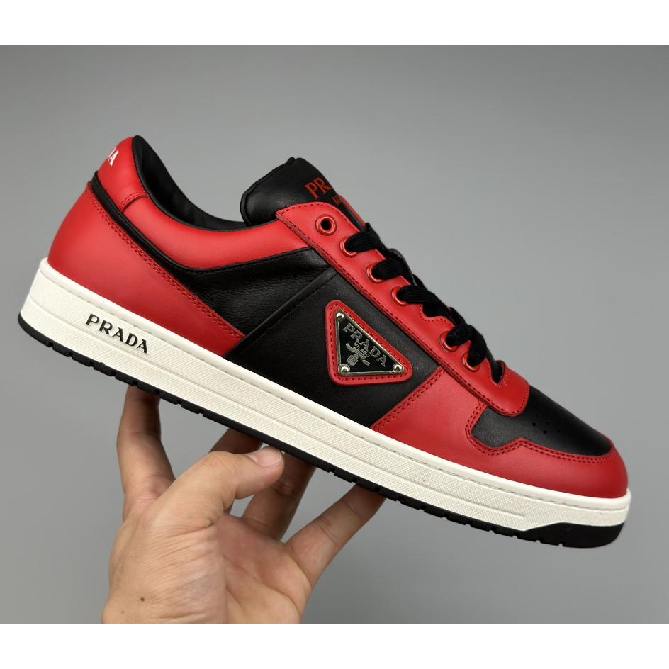 Prada Downtown Logo-plaque Leather Sneakers - PerfectKickZ