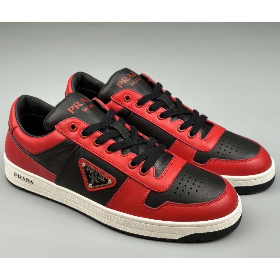 Prada Downtown Logo-plaque Leather Sneakers - PerfectKickZ