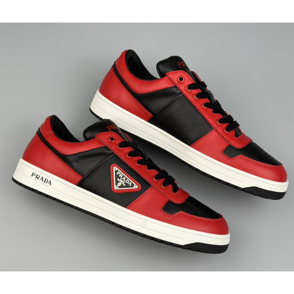 Prada Downtown Logo-plaque Leather Sneakers - PerfectKickZ