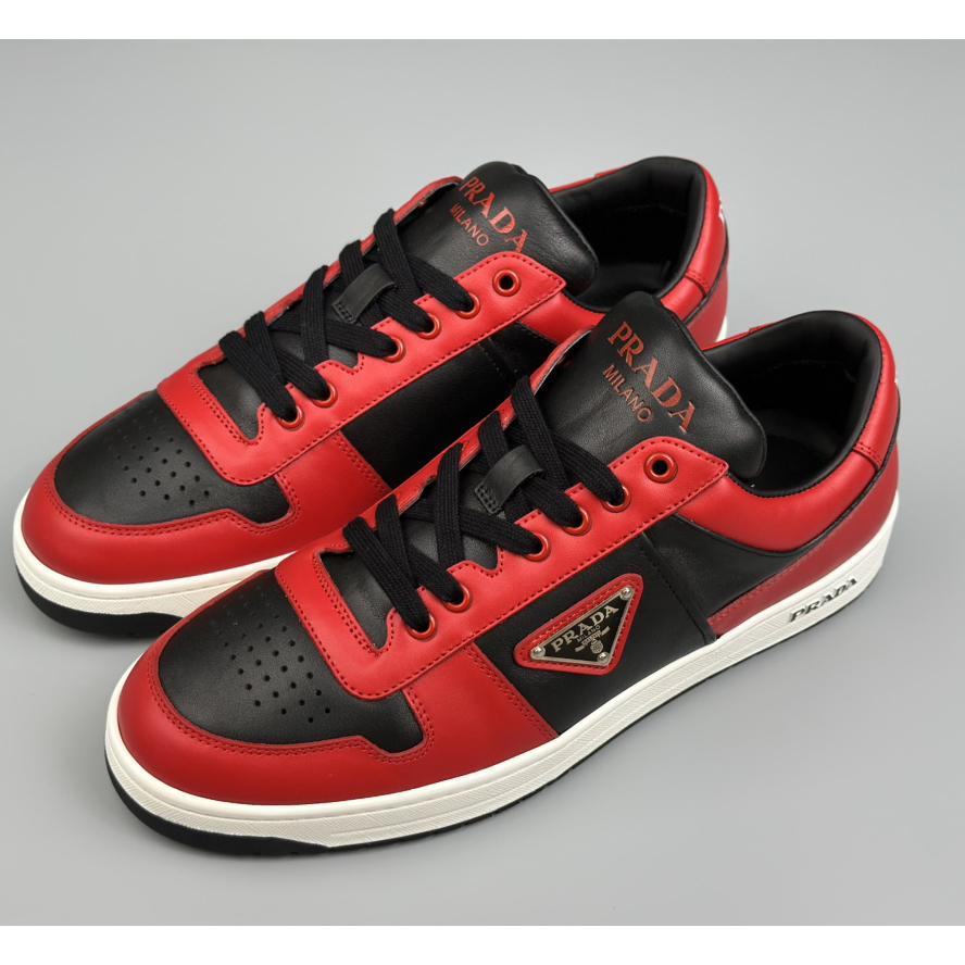Prada Downtown Logo-plaque Leather Sneakers - PerfectKickZ