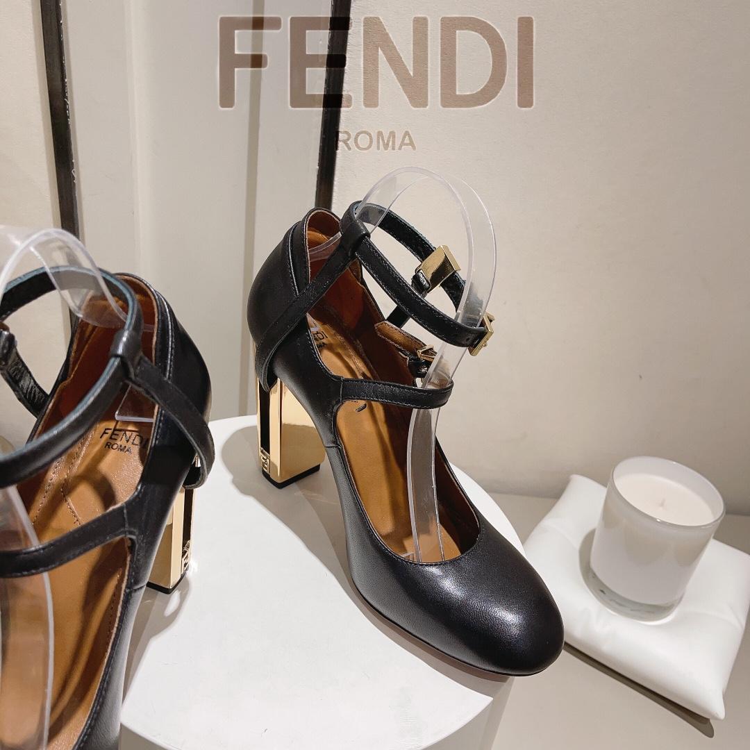 Fendi Delfina Black Leather High-heeled Court Shoes - PerfectKickZ