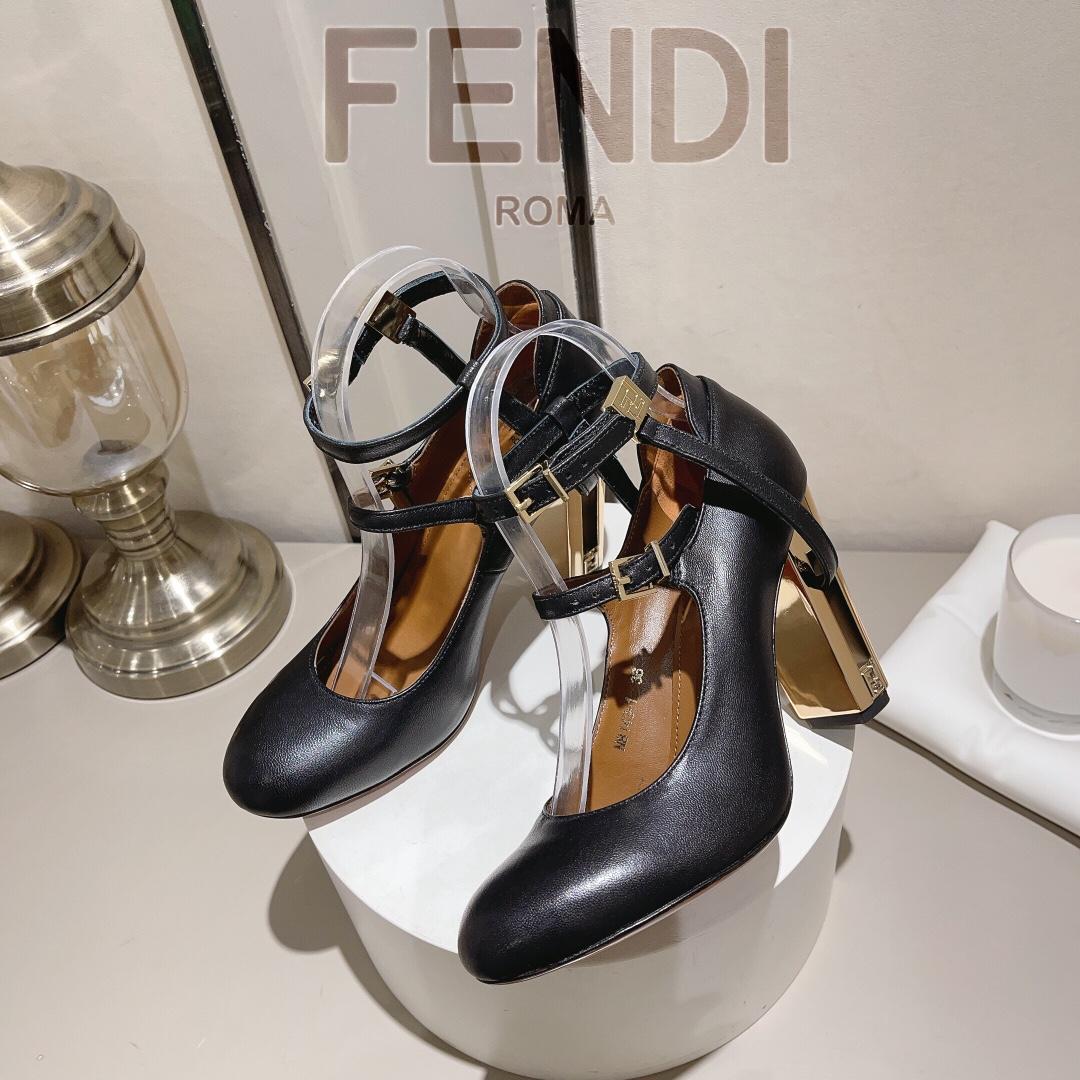 Fendi Delfina Black Leather High-heeled Court Shoes - PerfectKickZ