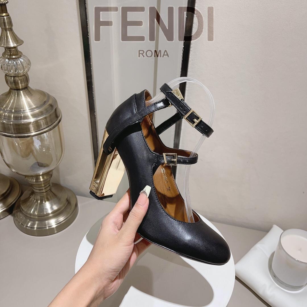 Fendi Delfina Black Leather High-heeled Court Shoes - PerfectKickZ