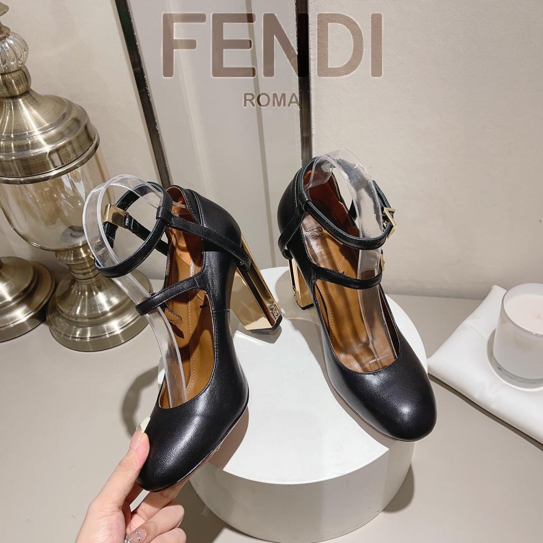 Fendi Delfina Black Leather High-heeled Court Shoes - PerfectKickZ