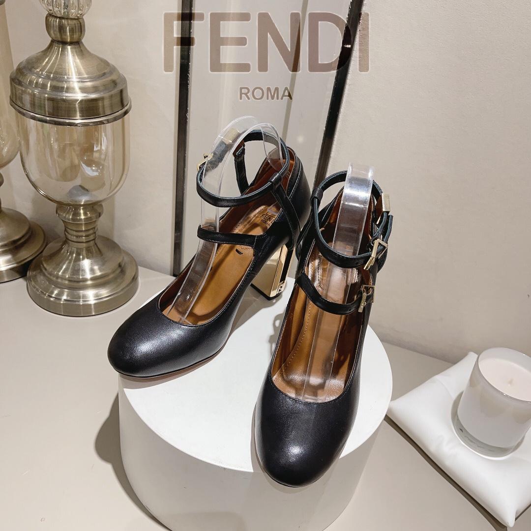 Fendi Delfina Black Leather High-heeled Court Shoes - PerfectKickZ