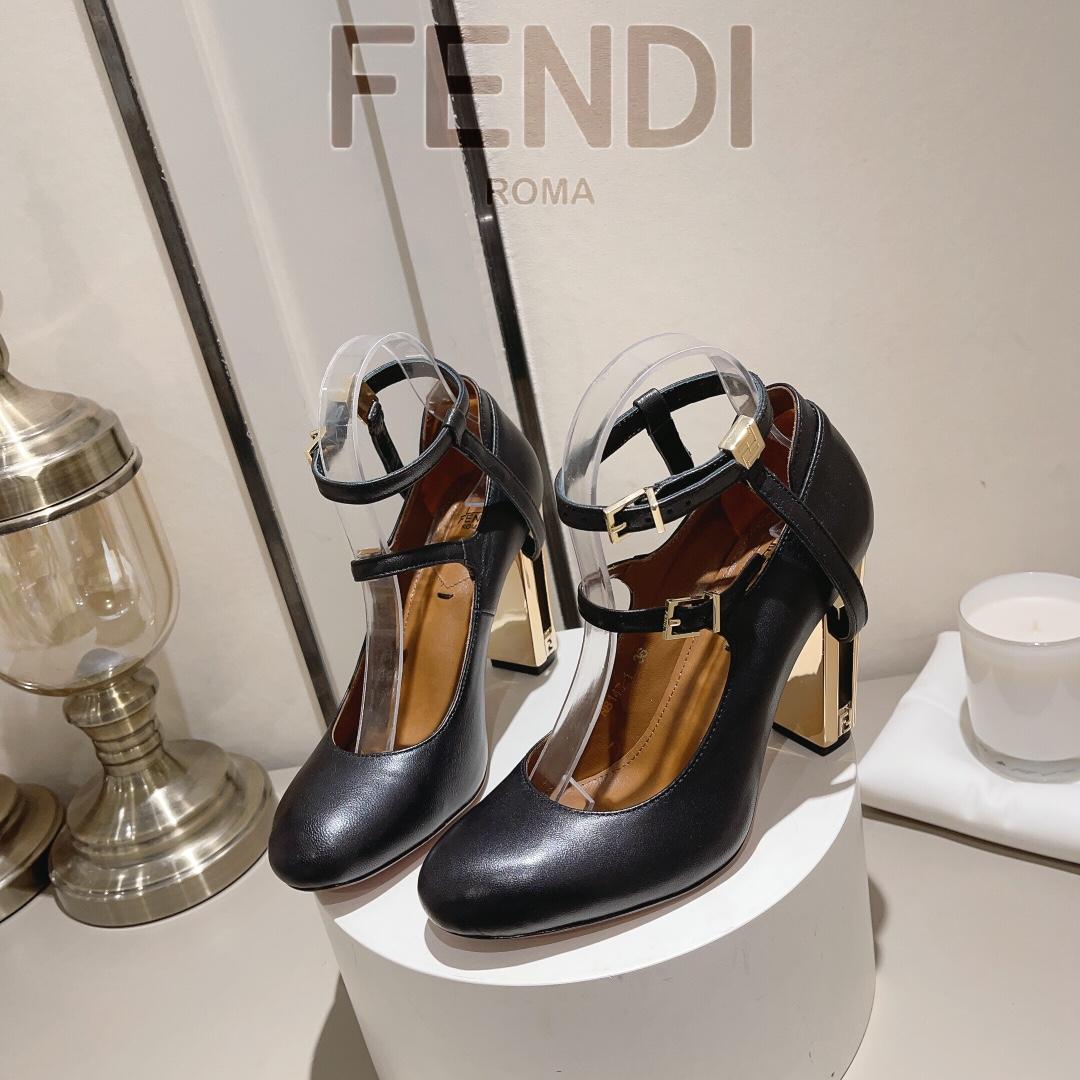Fendi Delfina Black Leather High-heeled Court Shoes - PerfectKickZ