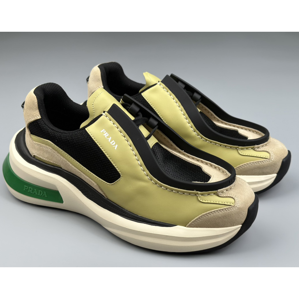 Prada Systeme Brushed Leather Sneakers With Bike Fabric And Suede  - PerfectKickZ