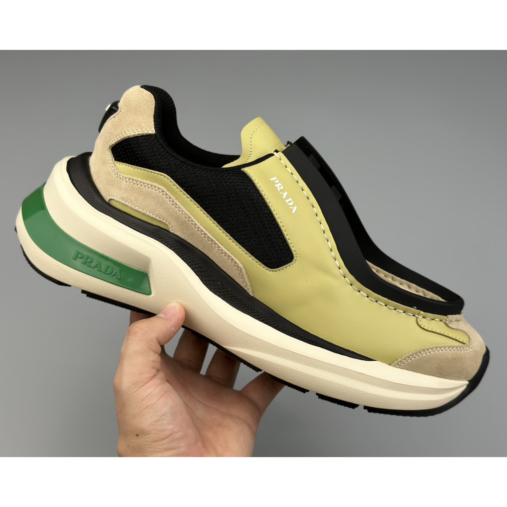 Prada Systeme Brushed Leather Sneakers With Bike Fabric And Suede  - PerfectKickZ