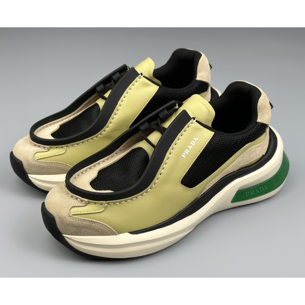 Prada Systeme Brushed Leather Sneakers With Bike Fabric And Suede  - PerfectKickZ