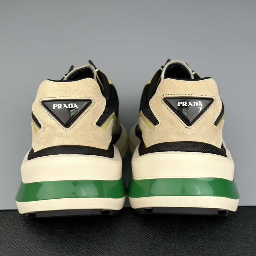 Prada Systeme Brushed Leather Sneakers With Bike Fabric And Suede  - PerfectKickZ