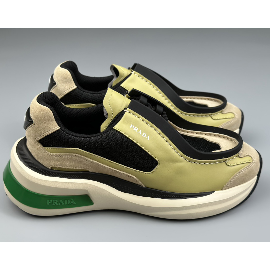 Prada Systeme Brushed Leather Sneakers With Bike Fabric And Suede  - PerfectKickZ