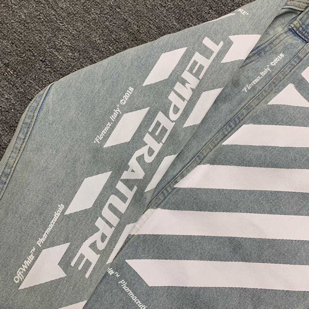 Off White Denim Oversized Denim Temperature Jacket - PerfectKickZ
