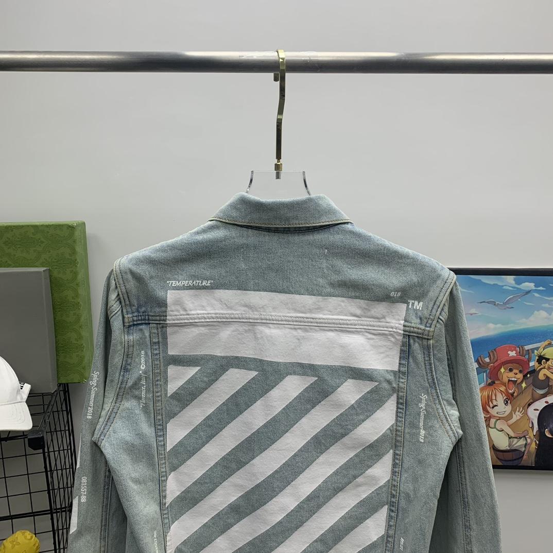 Off White Denim Oversized Denim Temperature Jacket - PerfectKickZ