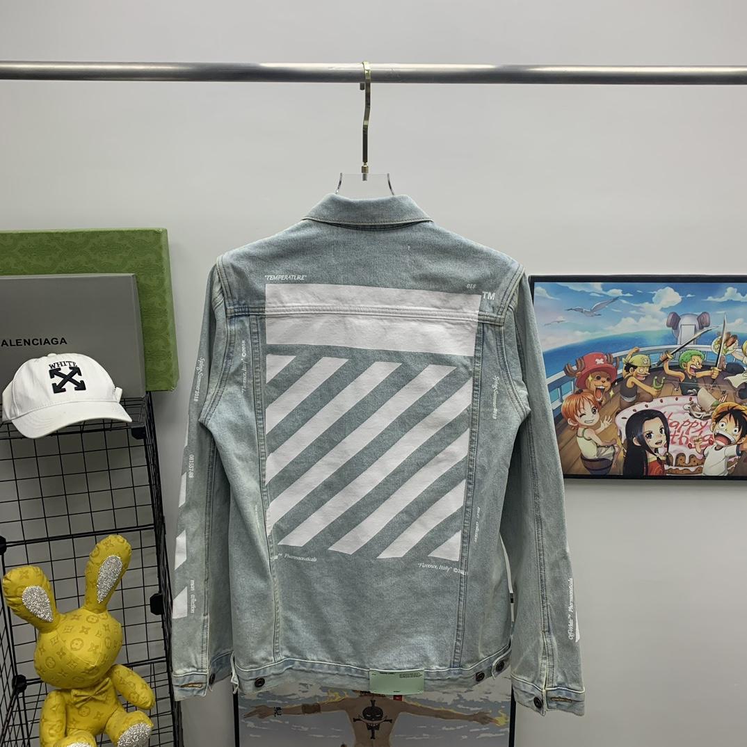 Off White Denim Oversized Denim Temperature Jacket - PerfectKickZ