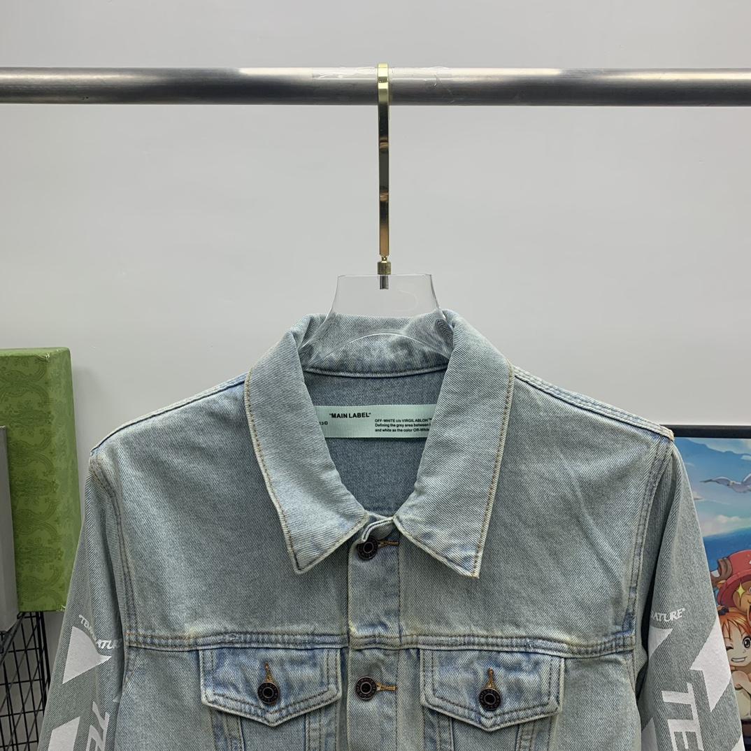 Off White Denim Oversized Denim Temperature Jacket - PerfectKickZ