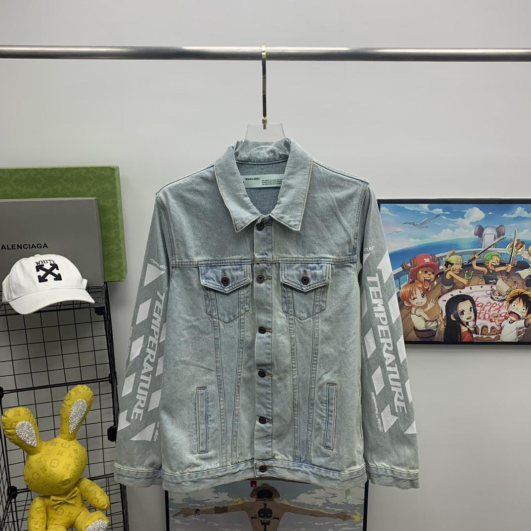 Off White Denim Oversized Denim Temperature Jacket - PerfectKickZ