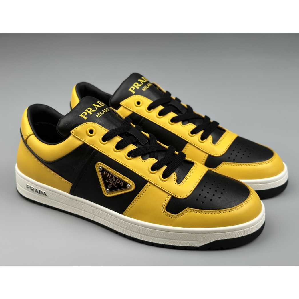 Prada Downtown Logo-plaque Leather Sneakers - PerfectKickZ