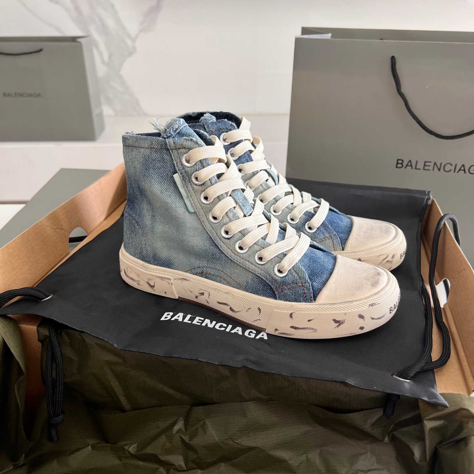 Balenciaga Paris High Top Sneaker In Blue - PerfectKickZ