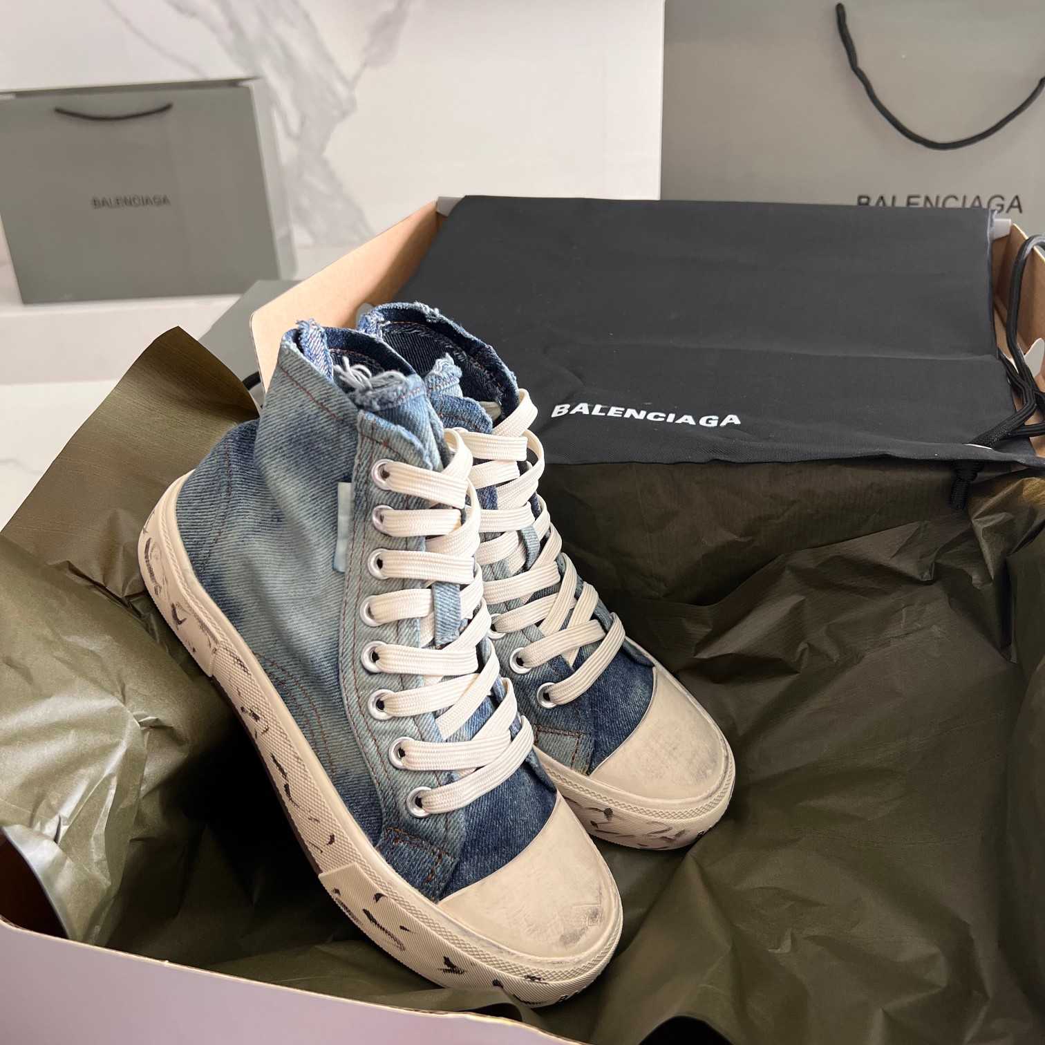 Balenciaga Paris High Top Sneaker In Blue - PerfectKickZ