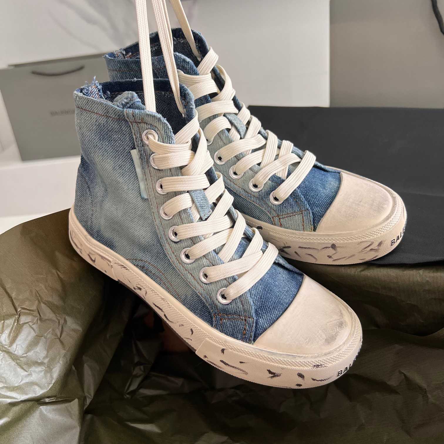 Balenciaga Paris High Top Sneaker In Blue - PerfectKickZ