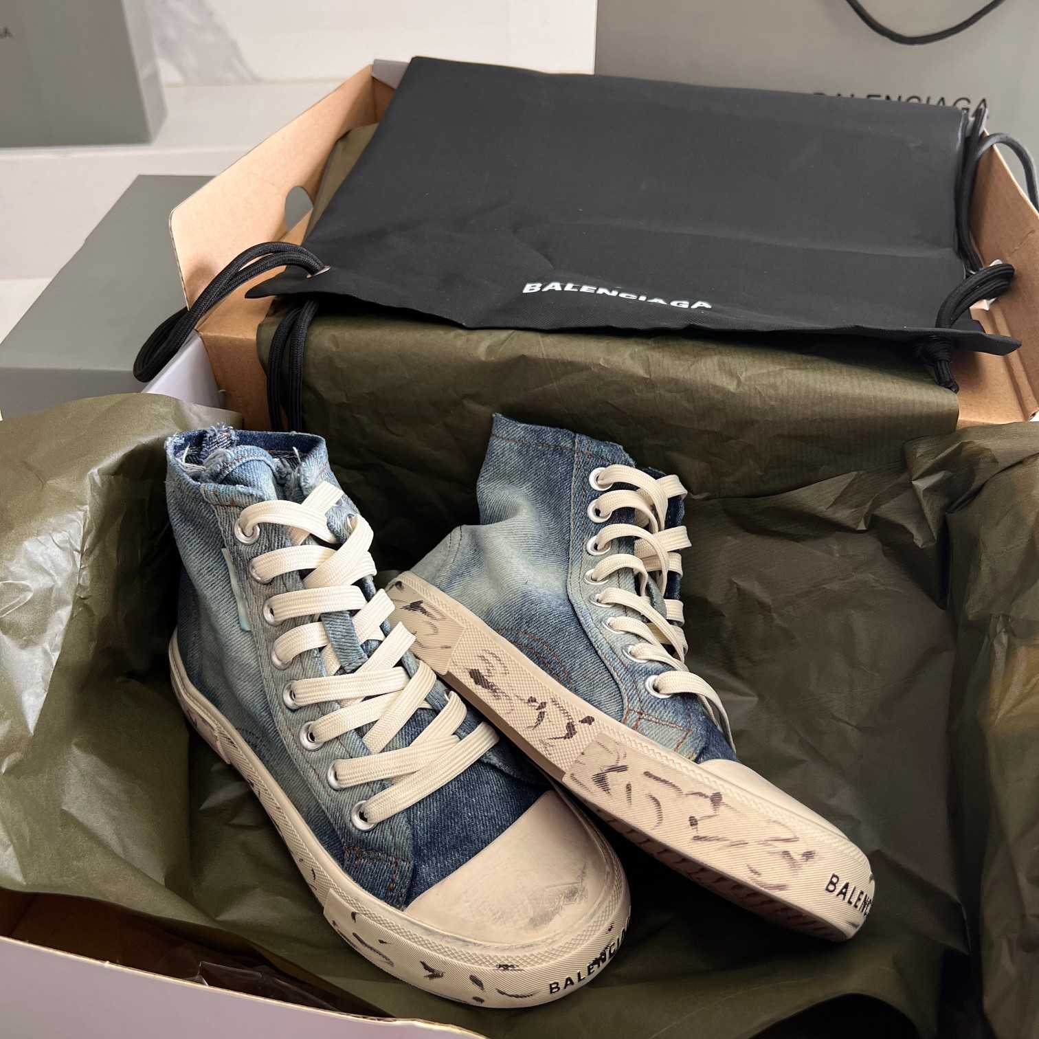 Balenciaga Paris High Top Sneaker In Blue - PerfectKickZ