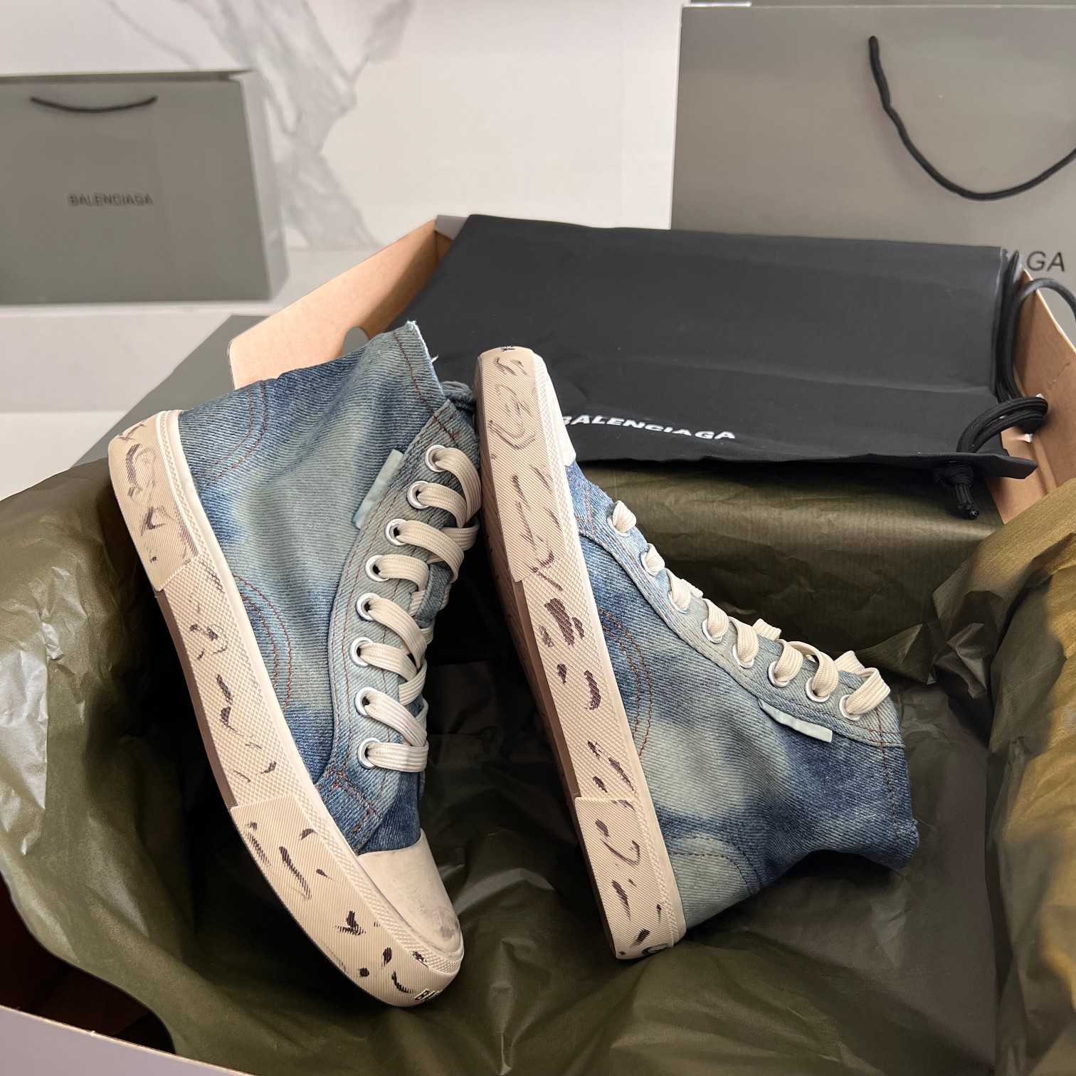 Balenciaga Paris High Top Sneaker In Blue - PerfectKickZ