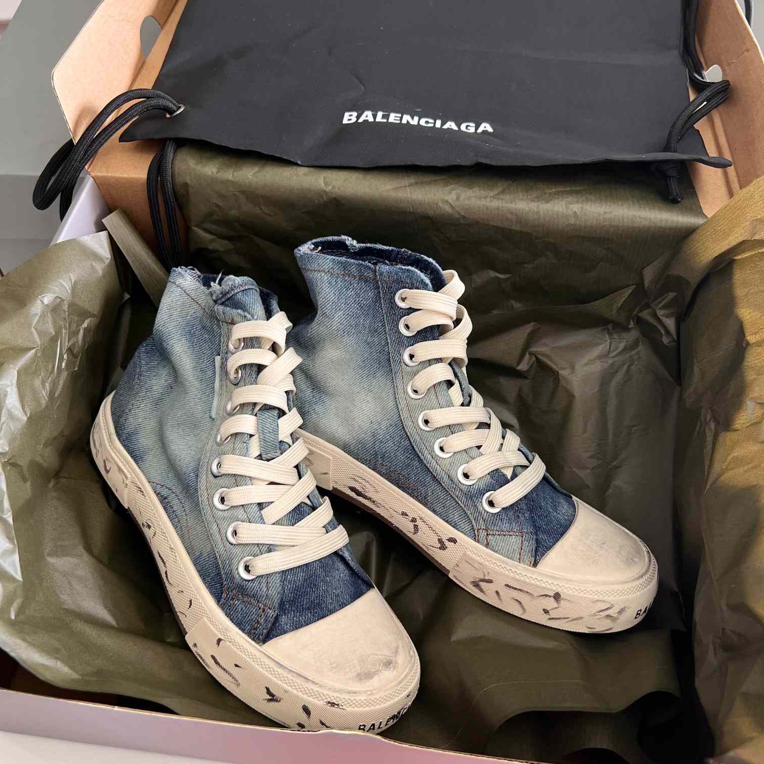 Balenciaga Paris High Top Sneaker In Blue - PerfectKickZ