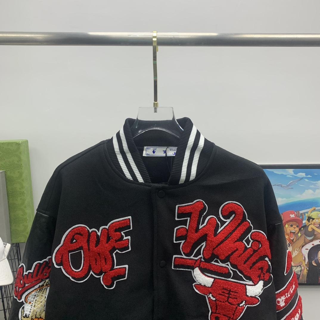 Off White C/O Chicago Bulls Varsity Jacket - PerfectKickZ
