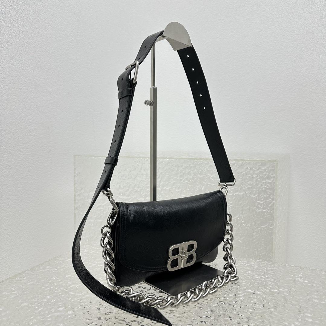 Balenciaga BB Soft Small Flap Bag In Black - PerfectKickZ