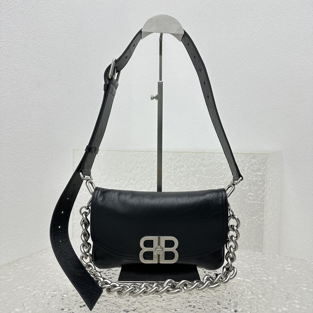Balenciaga BB Soft Small Flap Bag In Black - PerfectKickZ