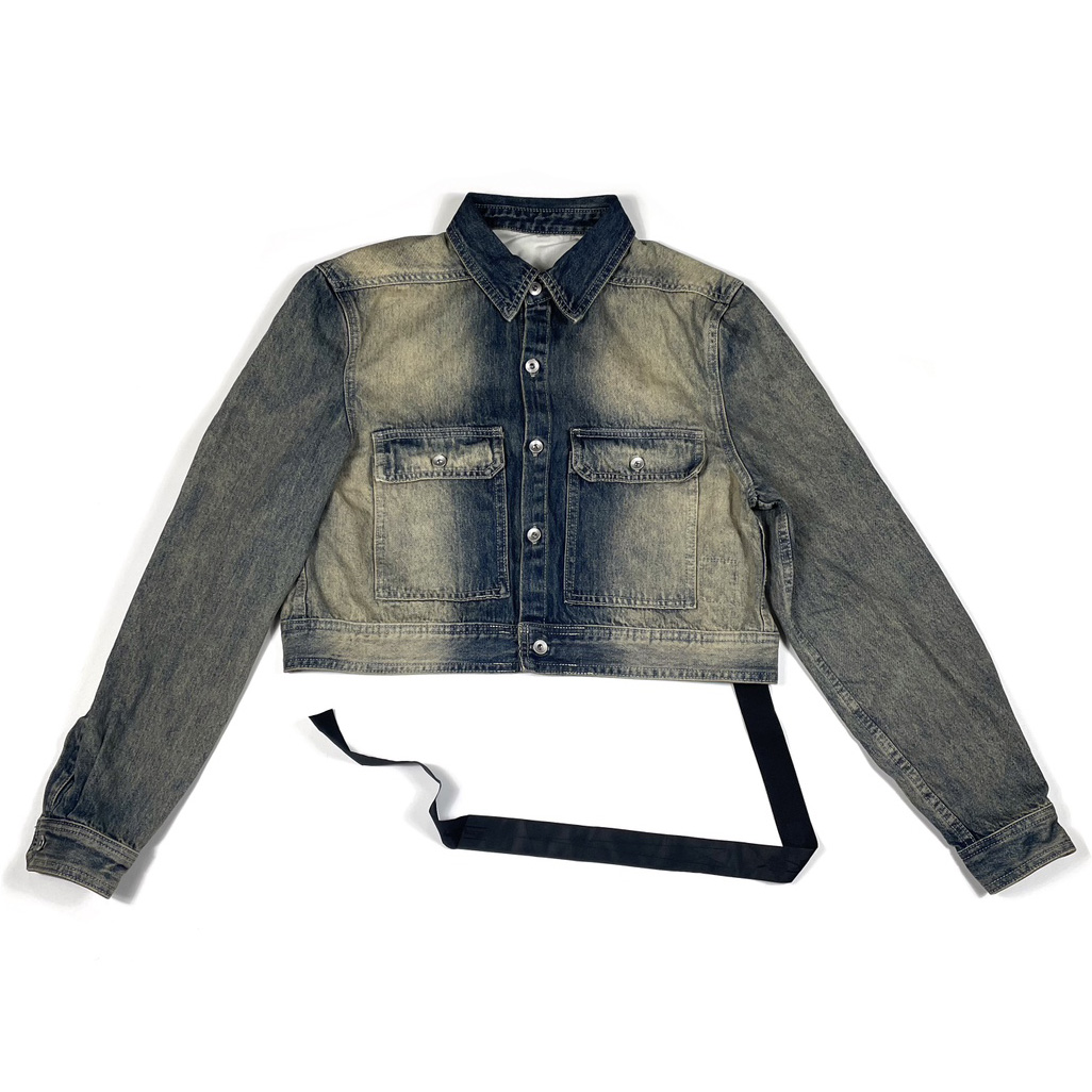 Rick Owens Cropped Denim Jacket - PerfectKickZ