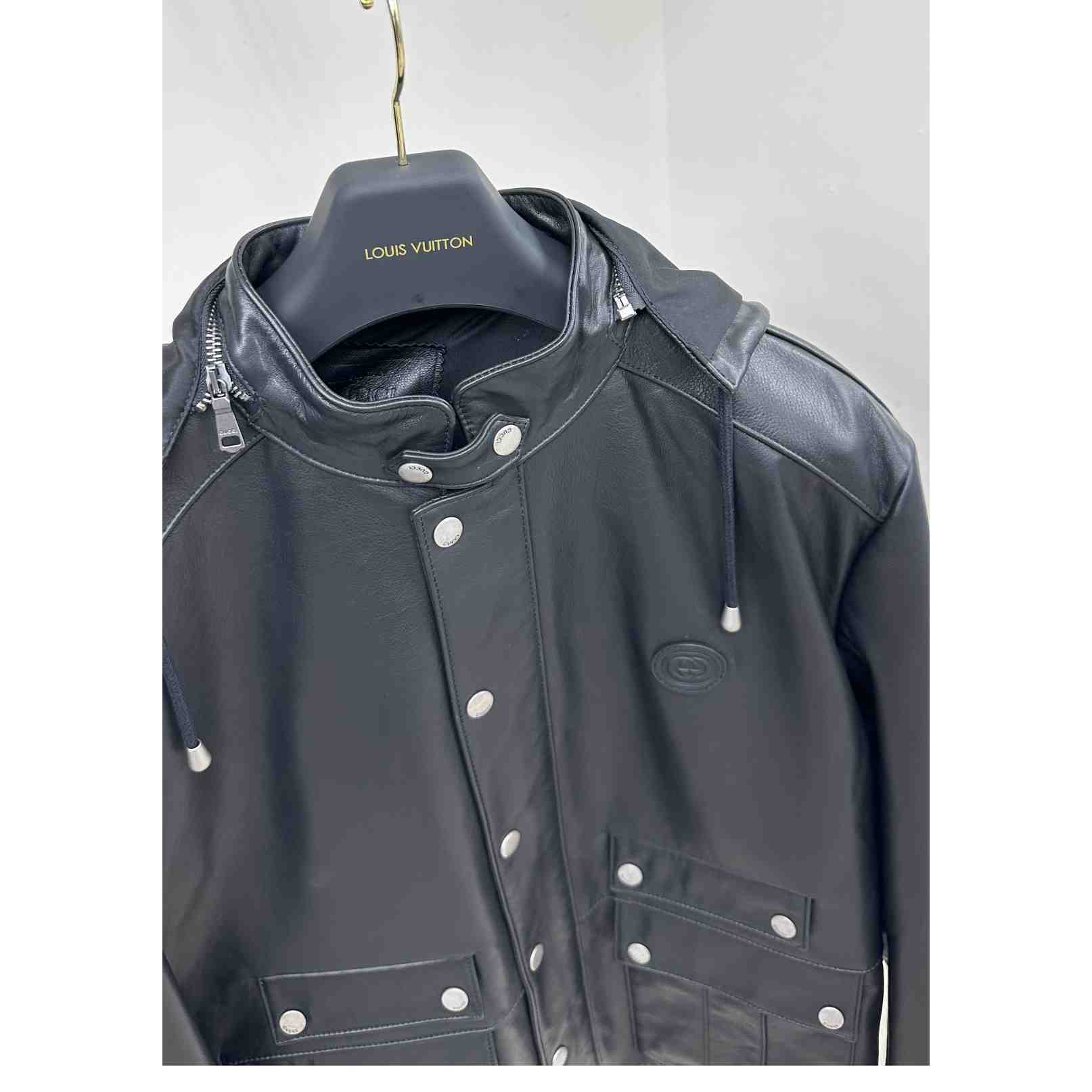 Gucci Leather Jacket With Interlocking G  - PerfectKickZ