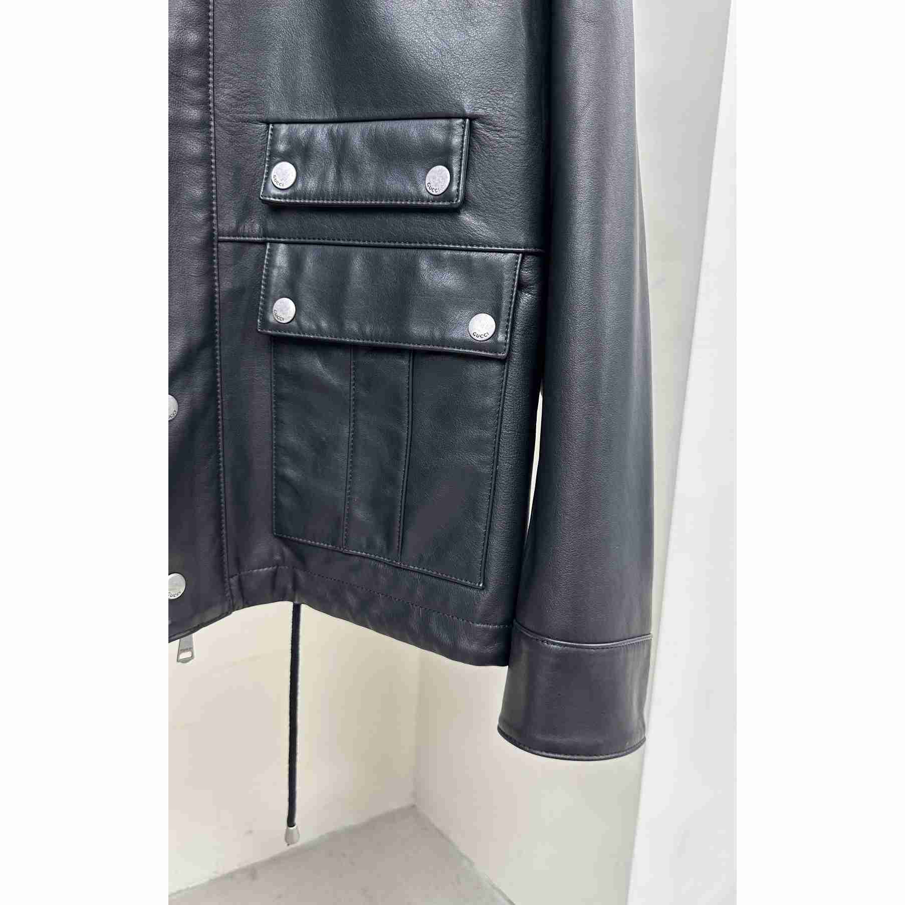Gucci Leather Jacket With Interlocking G  - PerfectKickZ