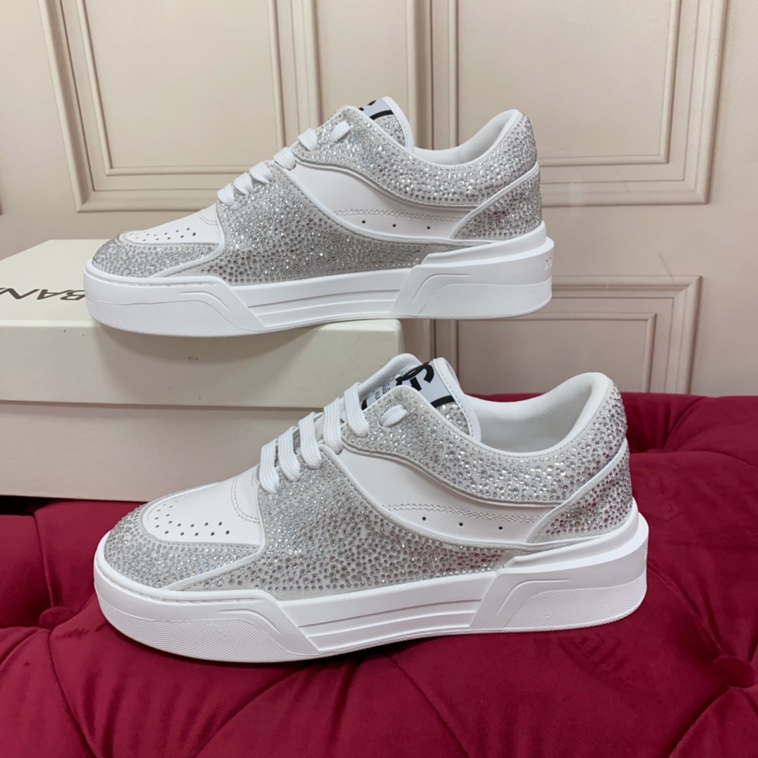 Dolce & Gabbana Crystal-embellished Leather Sneakers - PerfectKickZ