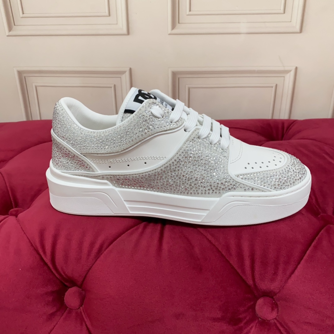 Dolce & Gabbana Crystal-embellished Leather Sneakers - PerfectKickZ